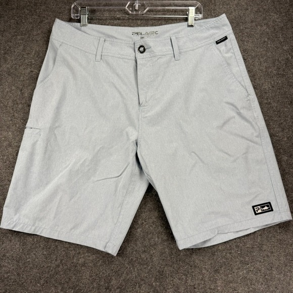 Pelagic Mako Fishing Shorts Mens 36 Light Blue Hybrid Performance Swim Trunks - Picture 1 of 9